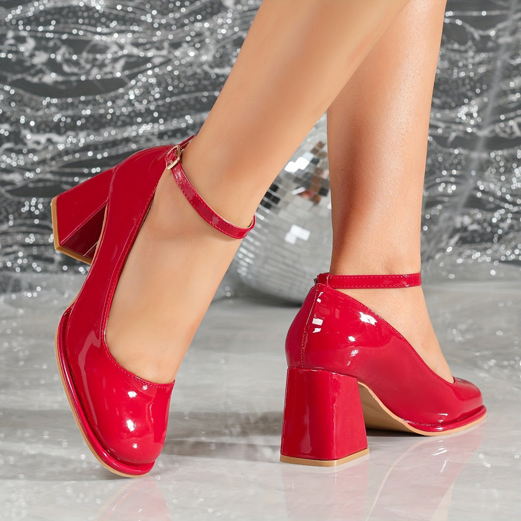 CELESTE™ | ZAPATOS DE TACÓN DE CHAROL CON TIRA