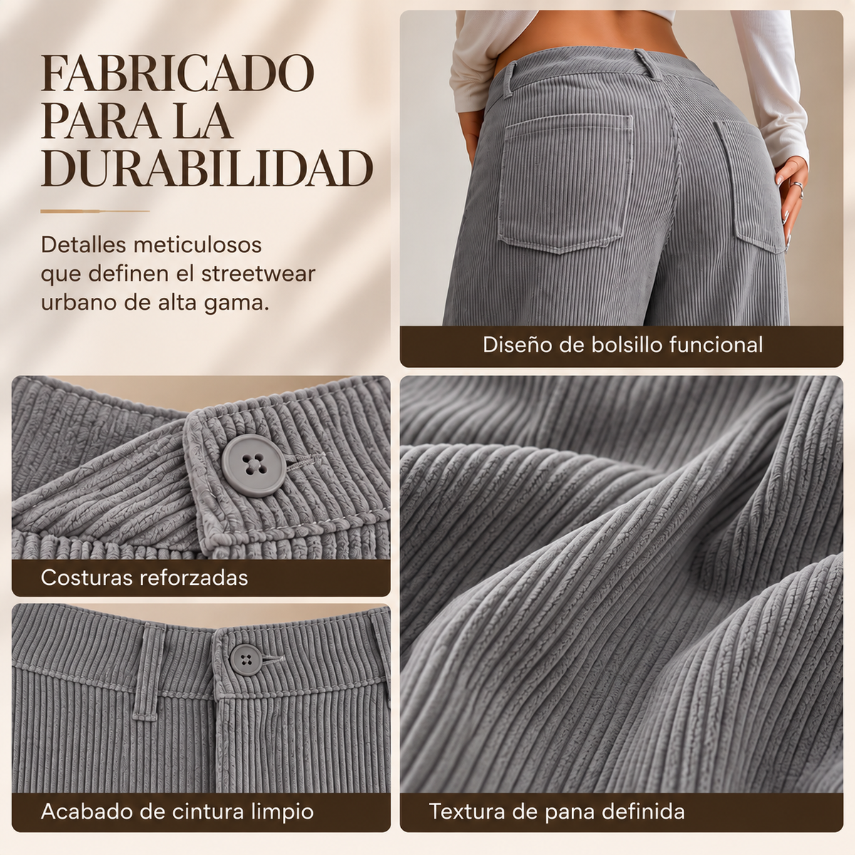 PANTALONES INFORMALES DE MUJER, DE CORTE HOLGADO Y PERNERAS ANCHAS