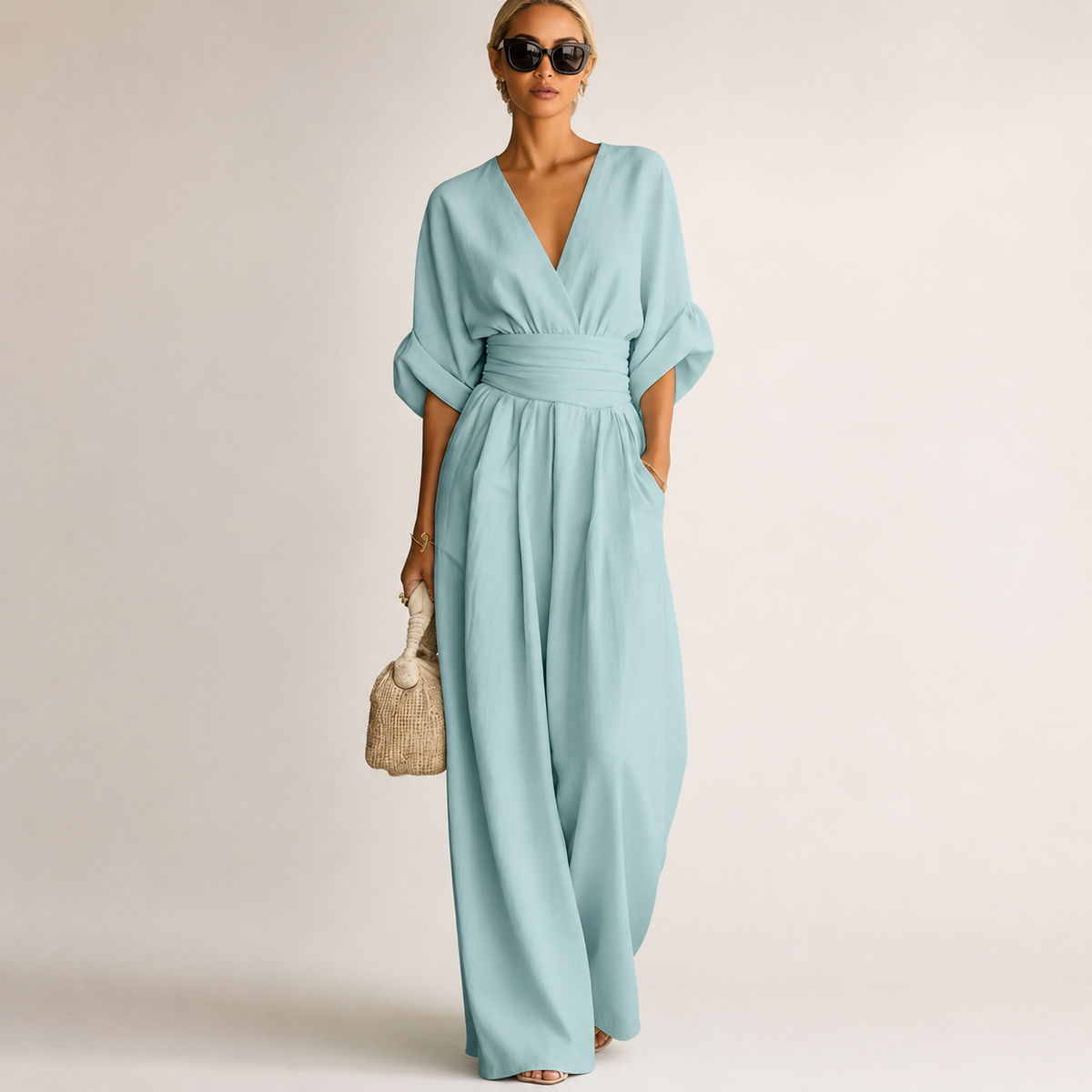 ISABELA - ELEGANTE MONO CON CUELLO EN V