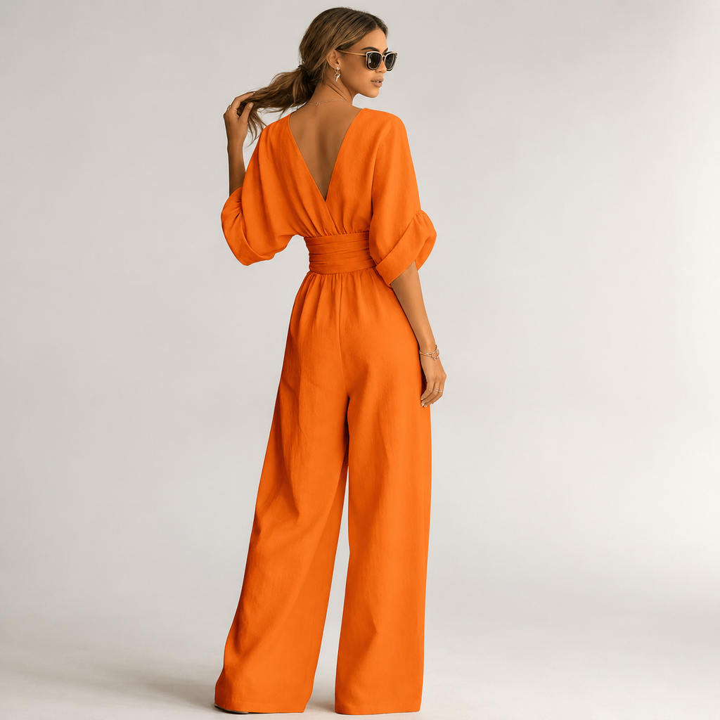 ISABELA - ELEGANTE MONO CON CUELLO EN V