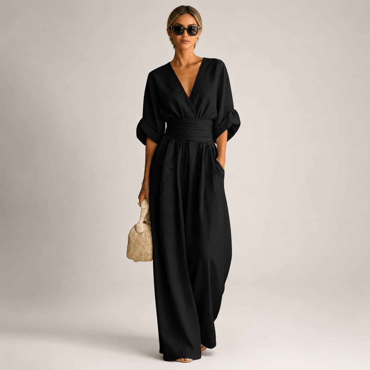 ISABELA - ELEGANTE MONO CON CUELLO EN V