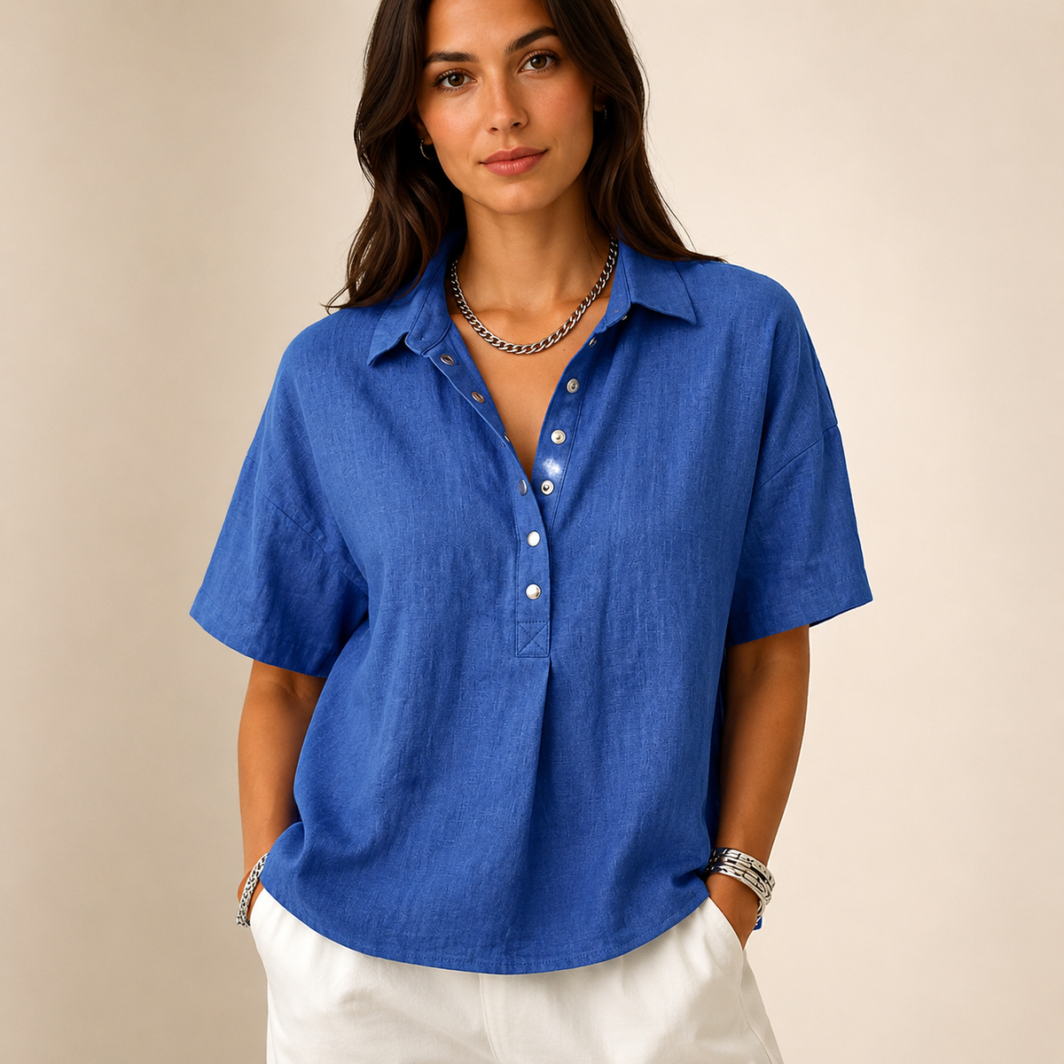 RAFAELA - CAMISA CON CUELLO Y BOTONES