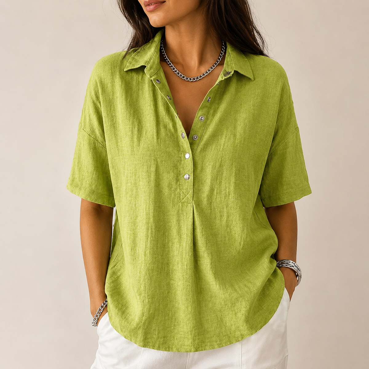 RAFAELA - CAMISA CON CUELLO Y BOTONES