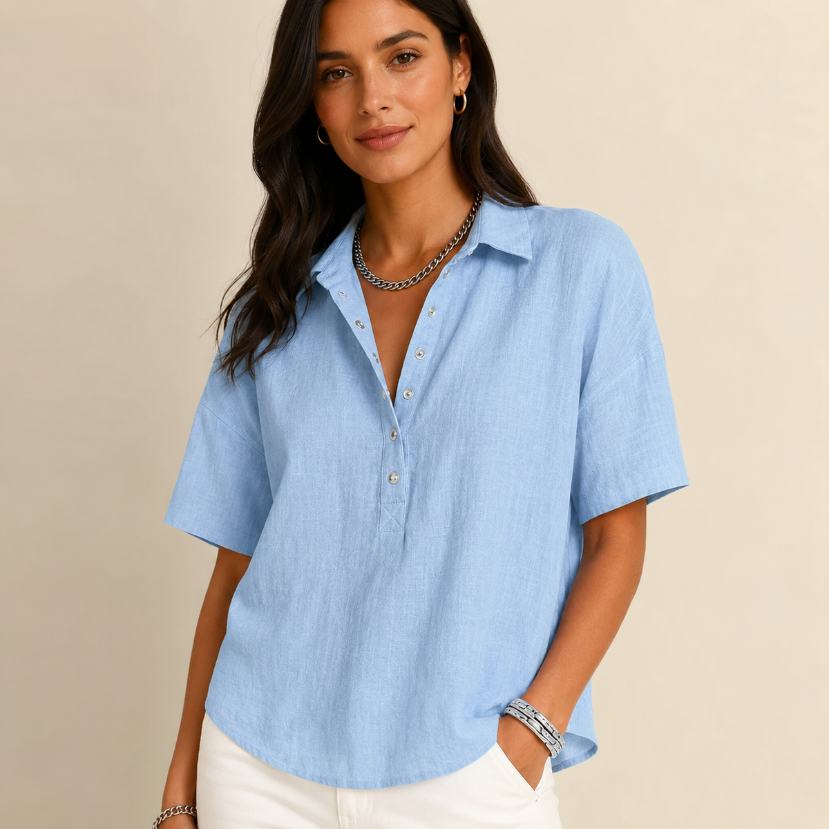 RAFAELA - CAMISA CON CUELLO Y BOTONES