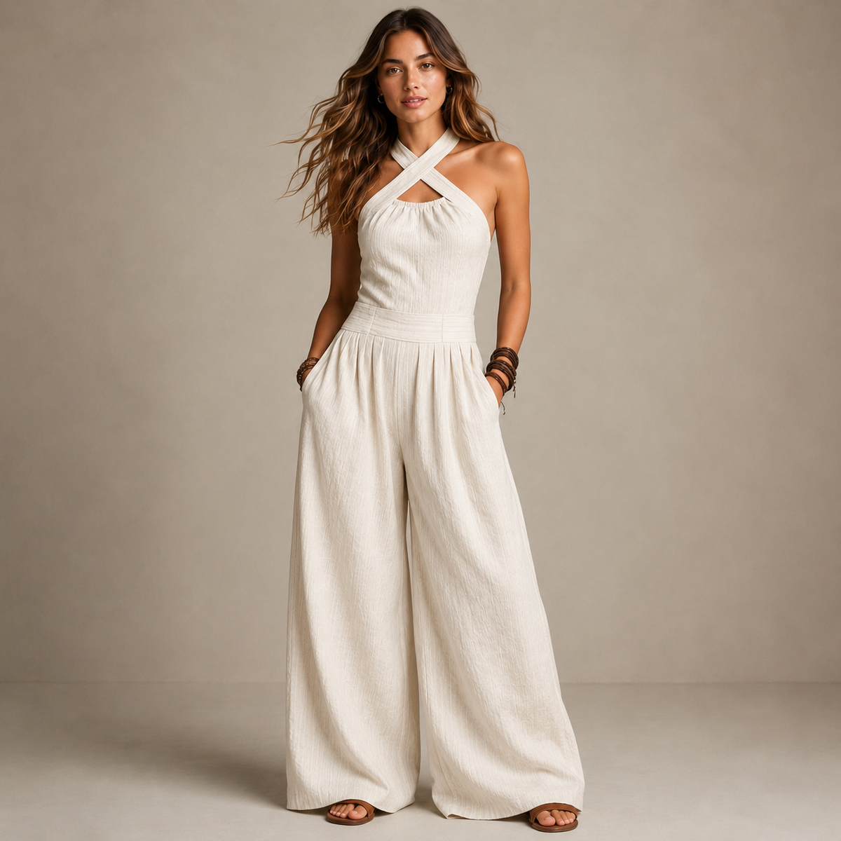 BLANCA | PETO DE LINO Y ALGODÓN CON UN ELEGANTE ESCOTE CRUZADO
