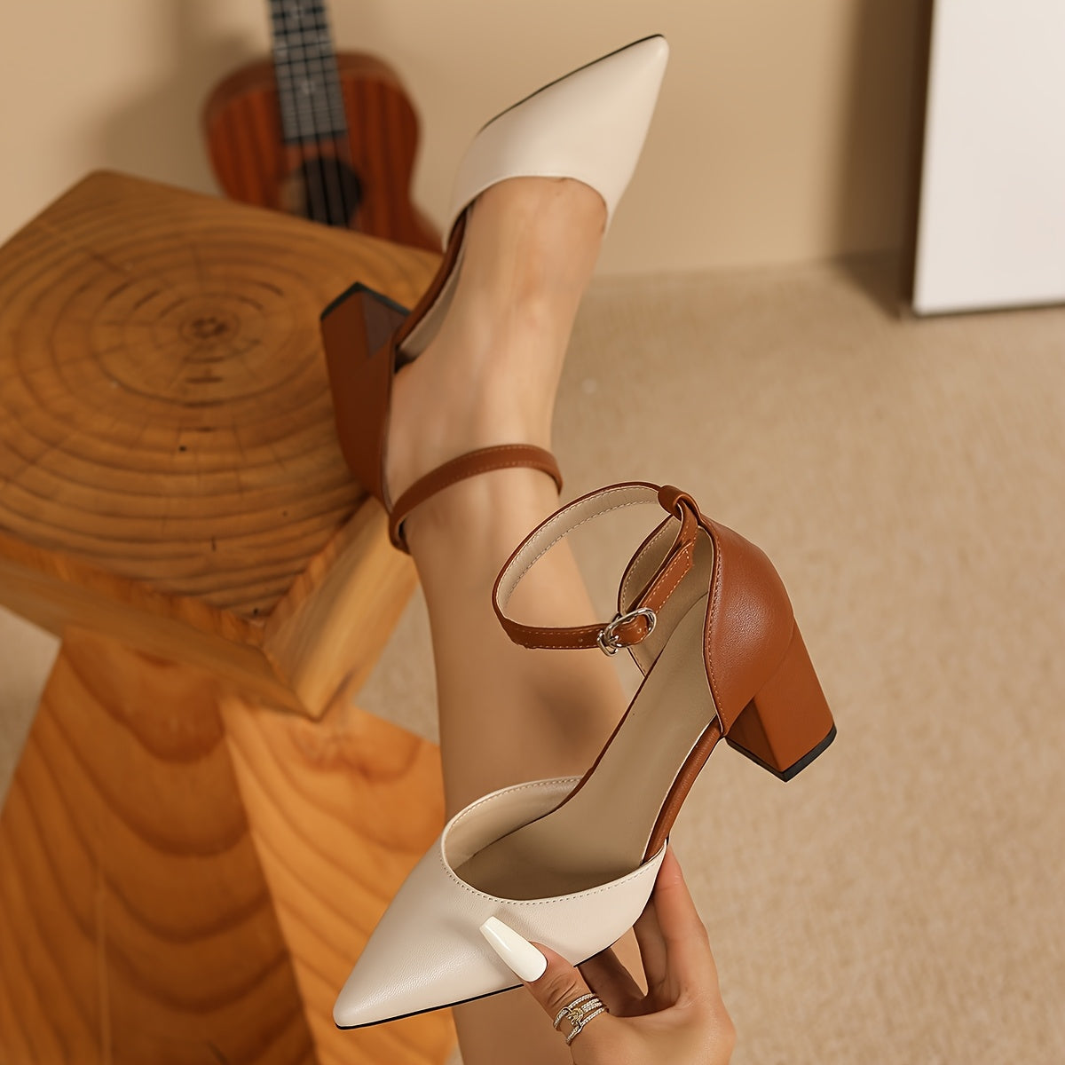 MARIELLE™ | ZAPATOS DE TACÓN CON TIRAS BICOLOR