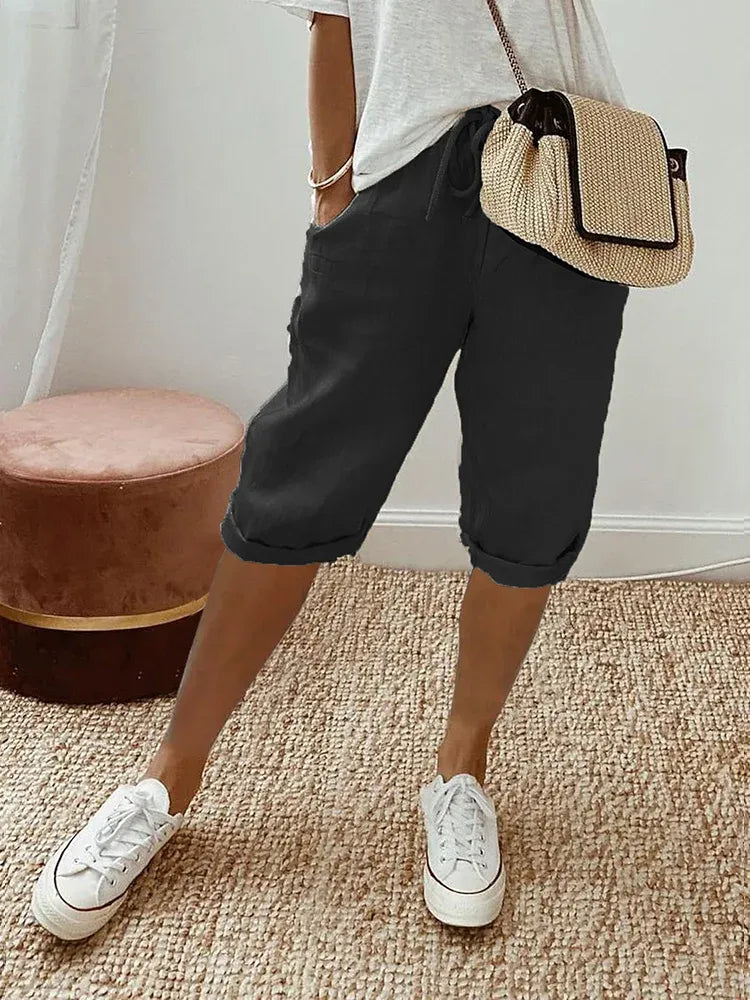 OLIVIA - PANTALONES CORTOS DE LINO Y ALGODÓN