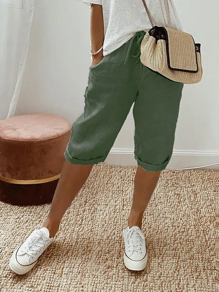 OLIVIA - PANTALONES CORTOS DE LINO Y ALGODÓN
