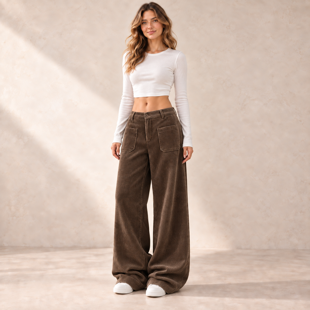 Pantalón ancho de mujer café - Cayetana Soler